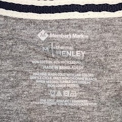 Members Mark Mens Thermal Henley Shirt Olive Green Waffle Knit Long Sleeve Med