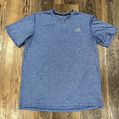 Adidas Climalite Heather Blue Training T-Shirt Logo Mens Size Large