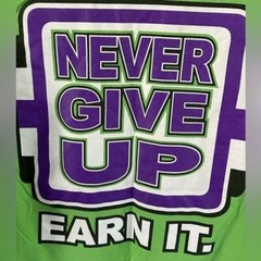 WWE Wrestling Authentic Respect Lime Green Never Give Up Graphic T-Shirt Sz Med