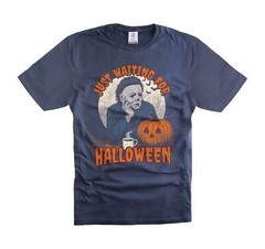 Mens Halloween t-shirt Michael Myers Shirt Just Waiting For Halloween Shirt
