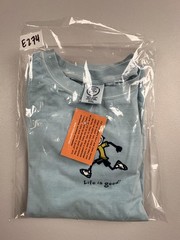 New Life Is Good Shirt Mens 2XL Blue Running Guy Graphic Tee Casual Cotton Top
