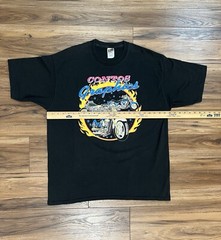 Vtg Contos Graphics Motorcycle Black Tshirt On Fruit Of The Loom Sz XL Weed T