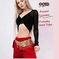 Coins Belly Dance Hip Scarf Belt – Adjustable Waist Chain Skirts Wrap, Gold C…