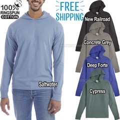 Hanes Garment Washed Comfortable Long Sleeve Hoodie Tee Soft Cotton T-Shirt S-3X