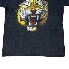 Zip It Tiger T-Shirt Wildlife Graphic Print Short Sleeve Black Mens XL