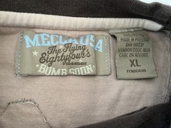 MECCA USA brown 2 sided t shirt sz XL THE FLYING EIGHTYFOUR’S sewn on graphics