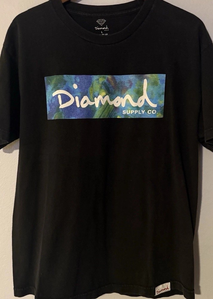 Diamond Supply Co Color Burst Box Logo T Shirt Black Large Skate Streetwear