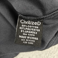 CivilizeD Shirt Mens Small Gray 70s Love Peace Hippie Graphic Tee Embroidered