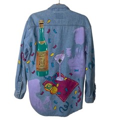 Marguerita Shirt Womens Vintage Size Small Hand Painted Martine Theme Retro