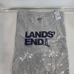 Lands End Super T Shirt Mens 2XL Tall Gray Graphic Pocket Tee 521003 NWT
