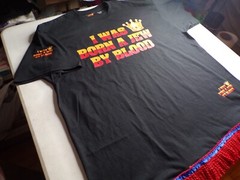 I Was Born A Jew By Blood (Black) w/Red Fringes …Hot Stamp