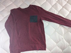 Quiksilver Men’s Medium Marled Burgundy Pullover Sweatshirt Long Sleeve Pocket