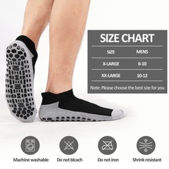 Mens Non Slip Socks 3 Pairs Anti Skid Thick Socks Sticky Grip Sock for Pilate…