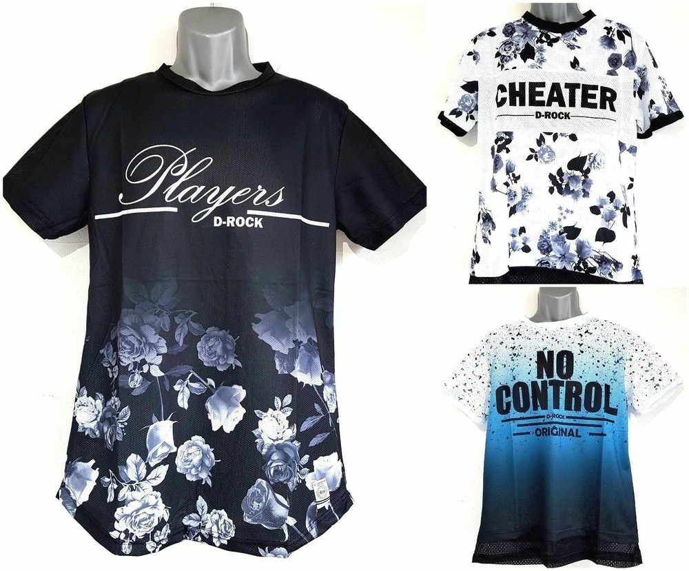 Men’s Boy’s Mesh Short Sleeve Flower T-Shirts ‘Cheater’ ‘Players’ ‘No Control’