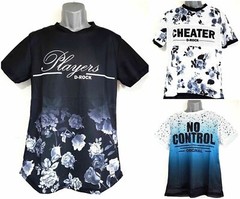 Men’s Boy’s Mesh Short Sleeve Flower T-Shirts ‘Cheater’ ‘Players’ ‘No Control’