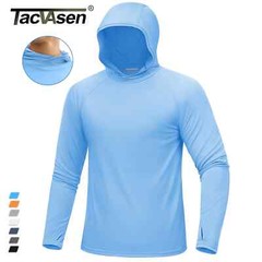 UPF 50+ Hooded T-Shirts Mens Quick Dry UV Block Lightweight Fishing Shirts Tops