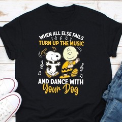Funny Dog Lover Music T-Shirt Dancing Dog Graphic Tee Gift