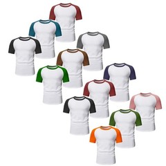 Mens Short Sleeve T Shirt Raglan FOLT Contrast Baseball 100% Cotton New Tee Tops