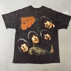 Vintage The Beatles AOP Rubber Soul Tee Shirt XL Made In USA FLAWS Band Music T