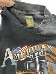 AMERICAN BY BIRTH TRUCKER BY CHOICE vintage 1988 3D EMBLEM t shirt Harley XL