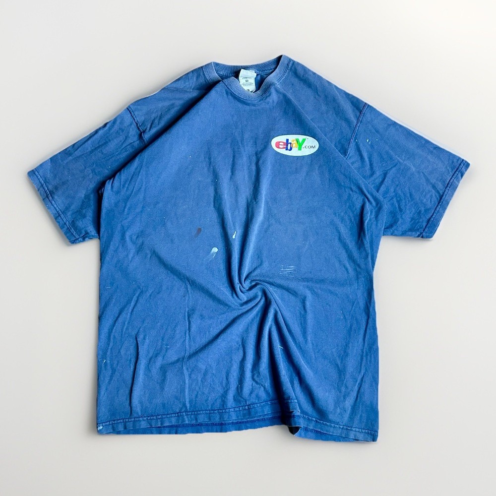 VIntage eBay Promo Shirt Mens XL Blue I’d Rather Be Trading on eBay Y2K Distress