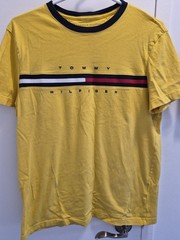 Yellow Tommy Hilfiger Cotton Signature Stripe T Shirt With Logo Stripes…