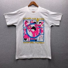 Vtg Flamingo Sanford Florida Graphic Mens M T Shirt Bright Pink Golden Age Games