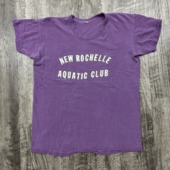 Vintage 60s 70s New Rochelle Aquatic Club Swim T Shirt New York Purple M