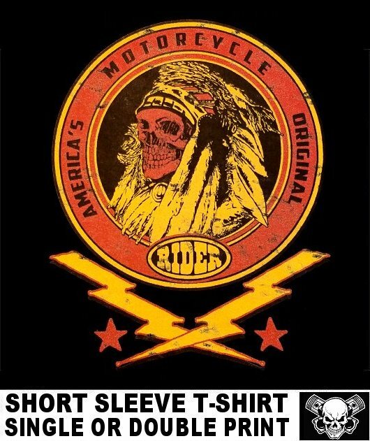 INDIAN MOTORCYCLE RIDER AMERICA’S ORIGINAL V-TWIN BIKE BIKER T-SHIRT AB48