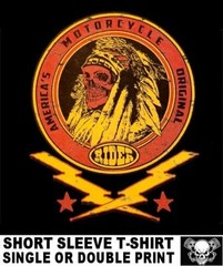 INDIAN MOTORCYCLE RIDER AMERICA’S ORIGINAL V-TWIN BIKE BIKER T-SHIRT AB48