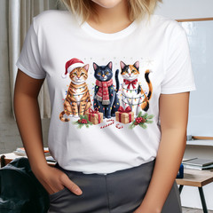 Meowy Christmas Shirt, Cat Christmas tshirt, Cat Lover Xmas T-Shirt