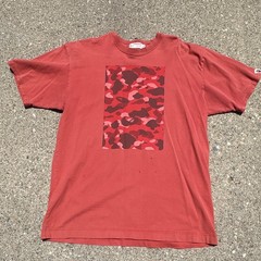 A Bathing Ape BAPE Men’s Red Camo Logo Short Sleeve Crew Neck T-Shirt XL