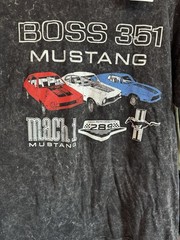 Ford Mustang Boss 351 Mach 1 Acid Wash Black Mens Large Distressed T-Shirt. NWT