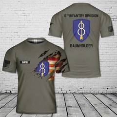 Custom Name US Army 8th Infantry Division Military AOP SHirt 3D Shirt Size S-5XL