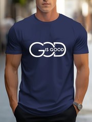 Comfortable Regular Fit Trendy Men’s Casual T-Shirt White Lines ‘GOD’ Print