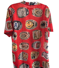 AKOO Mens Championship Rings Shirt Orange Novelty Sports Graphic Jersey Medium