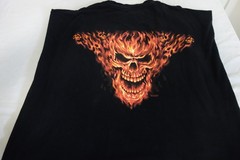 8XL Flaming Skull Black T Shirt Liquid Blue