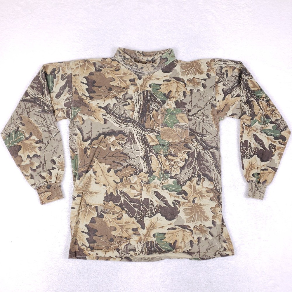 Vintage Ace Sportswear Advantage Camo Shirt Men XL Mock Neck Made In USA Gorpcoe