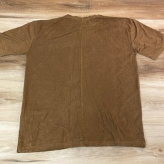 Zara Man Faux Suede T-Shirt Brown Panelled Short Sleeve Crew Neck Mens Medium