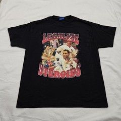 Size LARGE Friday Beers Legalize Steroids T-Shirt Black Graphic Tee Baseball EUC