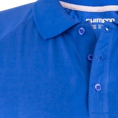 SHIMANO Short Sleeve Polo Shirt Blue Cotton 100% Fishing Sport Surf Casting
