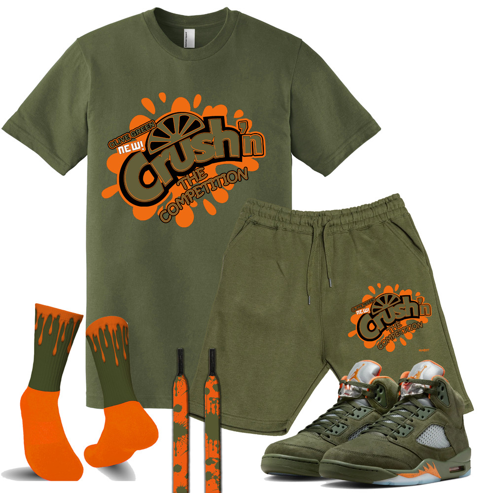 We Will Fit Set to match Jordan 5 Olive army Green Solar orange