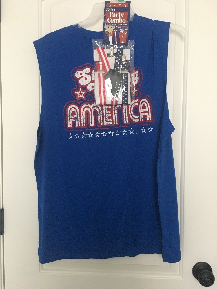Spirit Of America Men’s 2 Piece Combo Set Tank Top Shirt & Suspenders