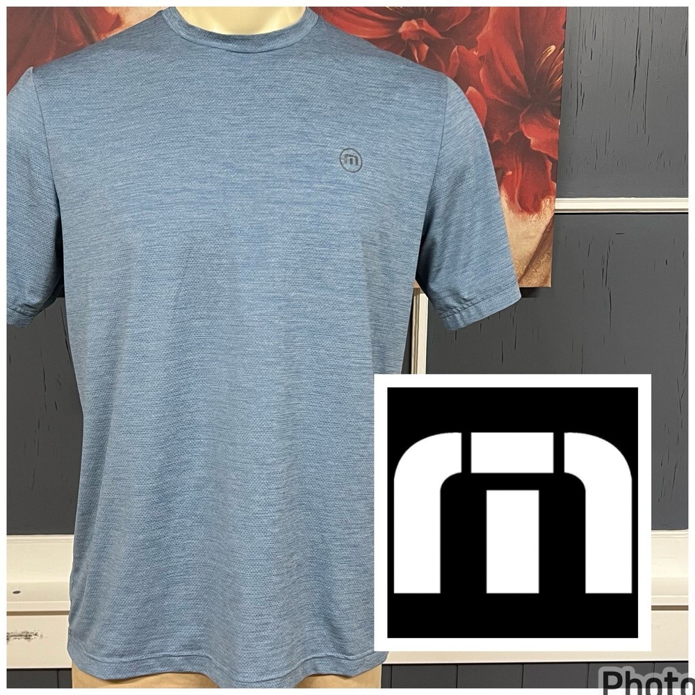 Travis Matthew Heater Pro Active Tee T-Shirt Mens Sz Large Blue Poly Stretch