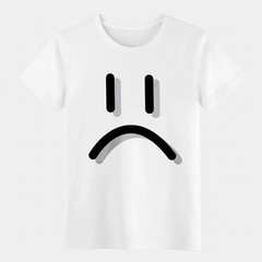 Unisex Edgy Sad Face Emoji Print Tee|Daily Errands & Street Style Casual T-Shirt