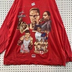 Vintage Black Heritage Legendary Hero’s Shirt Mens 3XL Red Ali Malcom X King