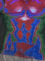 Fever City Red, Blue Black Vibrant Body Heat Map Print Long Sleeve Mesh Tee M
