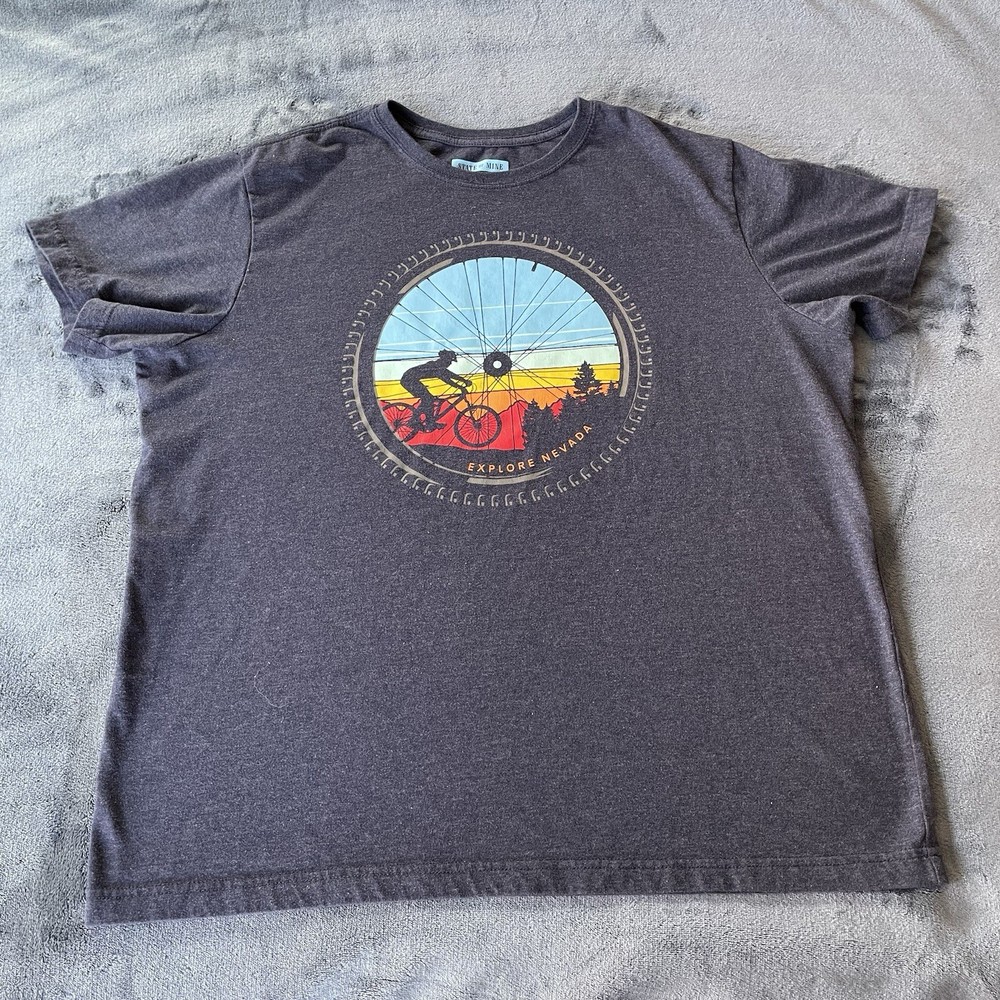 State Of Mine Explore Nevada Short Sleeve Blue Cycling T-Shirt XL