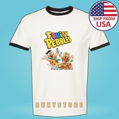 Fruity Pebbles Cereals Men’s Ringer Black Size S-3XL