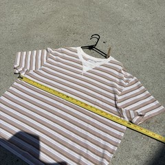 Size M BDG Striped Crew Neck 100% Cotton Knit Ribbed Collar Brown/White T-Shirt